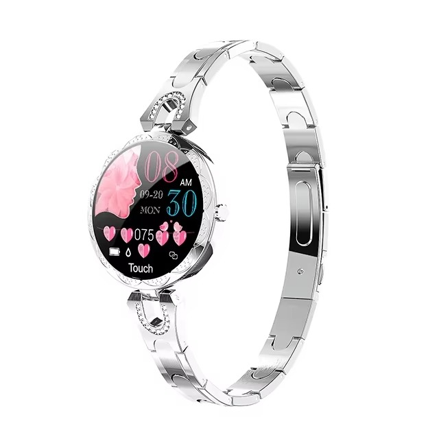 Stylish Ladies Smartwatch with Gemstone Face and Fitness Tracker