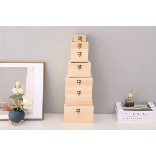 Compact Wooden Storage Cube - Office Desk Organizer Box - Hehif