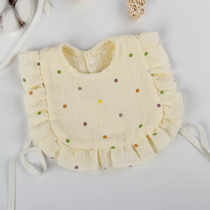 Cute Breathable 4 Layer Gauze Baby Bib with Ruffles