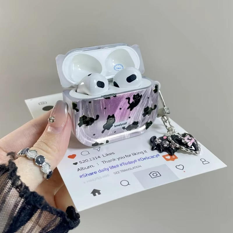Cute Cat Earbuds Cover Soft Furry Phone Accessory