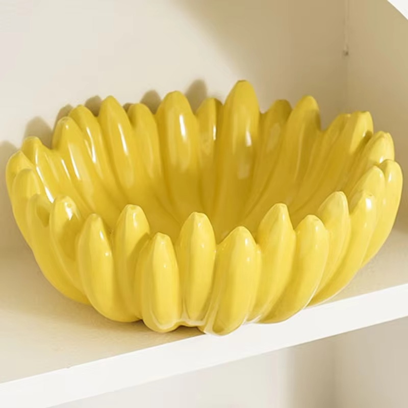 Fun Yellow Ceramic Fruit Bowl Server - Hehif