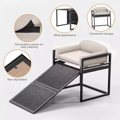 Sturdy Wooden Pet Stair with Easy Step Ramp