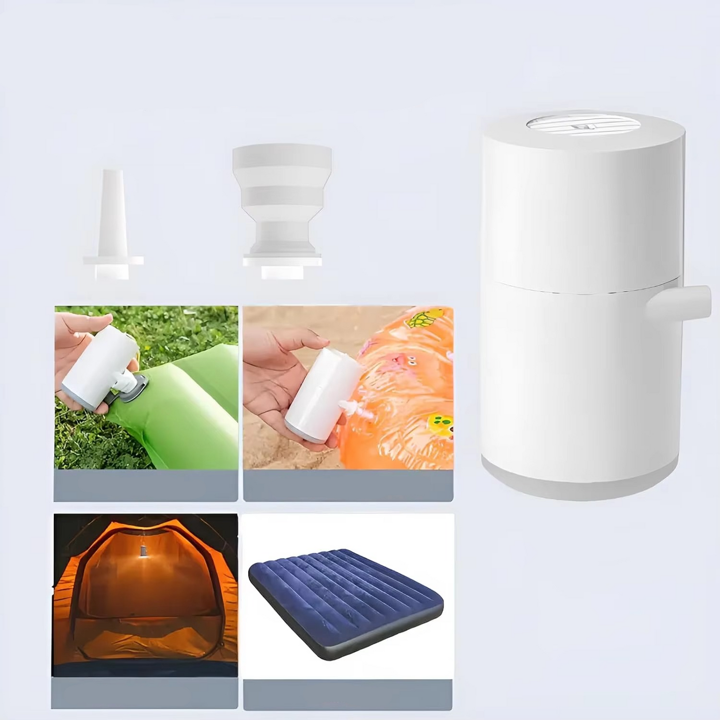 Compact Travel Air Pump with LED Light for Camping - Hehif