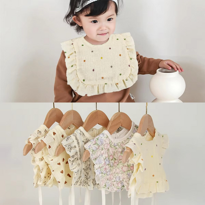 Cute Breathable 4 Layer Gauze Baby Bib with Ruffles
