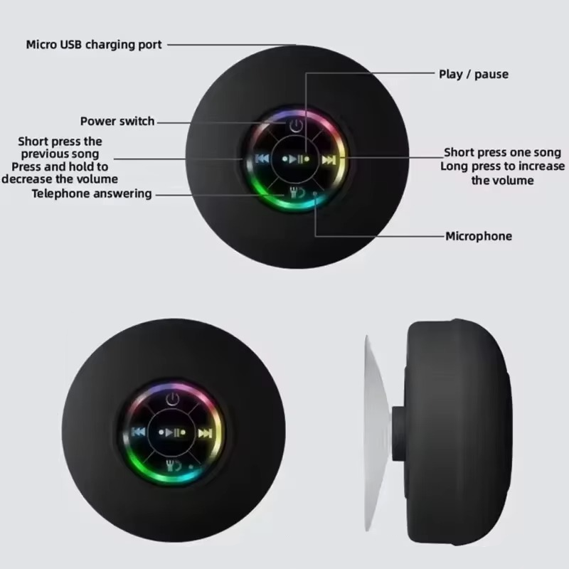 Compact Wireless Speaker with Lights and Mount