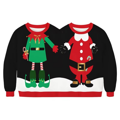 Funny Christmas Twin Sweater for Couples 3D Print