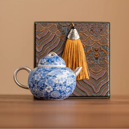 Classic White and Blue China Tea Pot Set