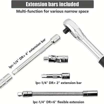 Complete Auto Tool Kit with Sockets and Wrench Set