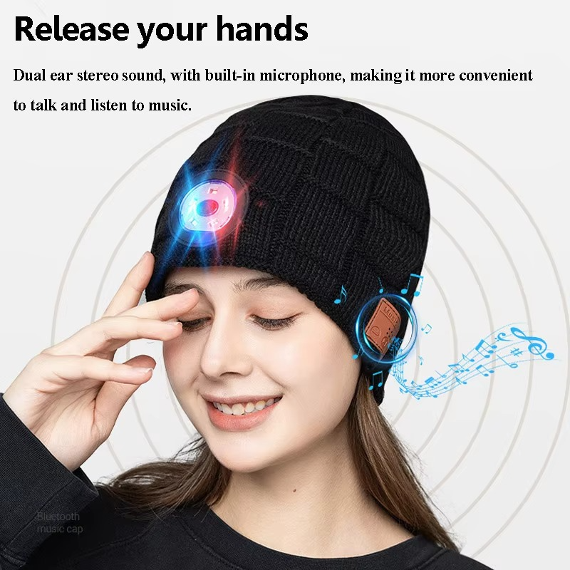 Warm Bluetooth Beanie Headphones with LED Light
