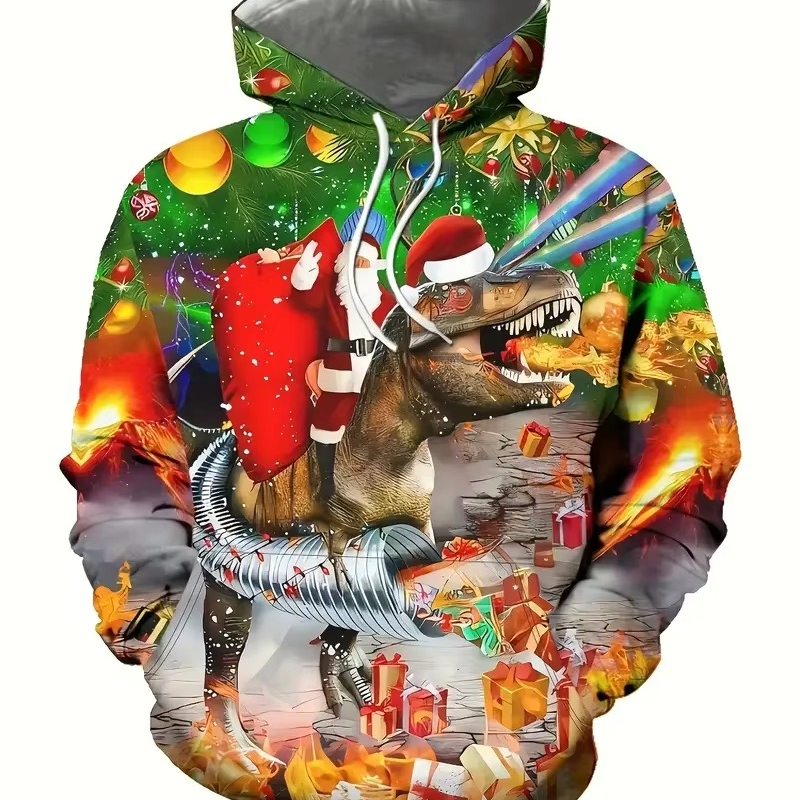 Fun Animated Reindeer 3D Hooded Sweatshirt