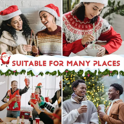 Vibrant Holiday Paper Straws 25ct Disposable Party Straws