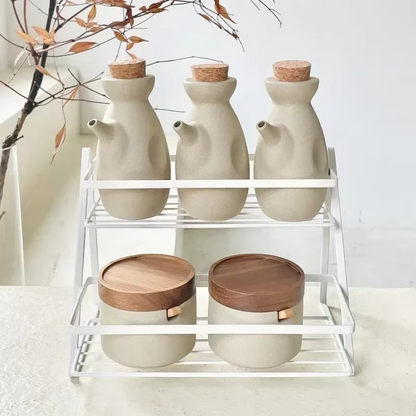 Vintage Style Spice Jar with Wood Top