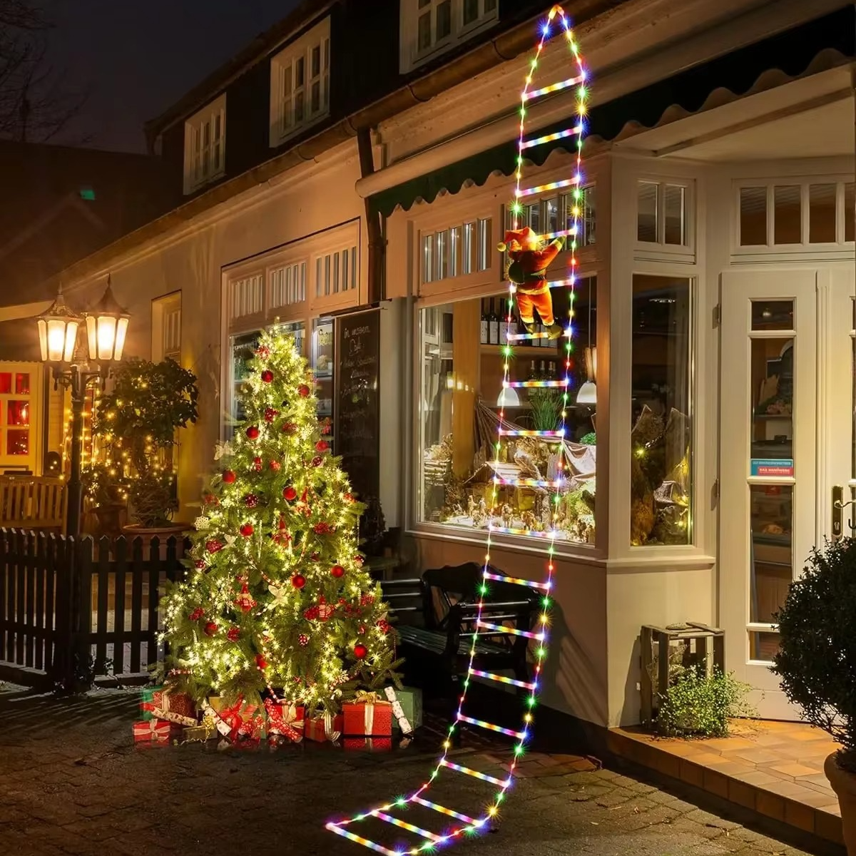 Festive LED Christmas Tree Lights with Santa Decor - Hehif
