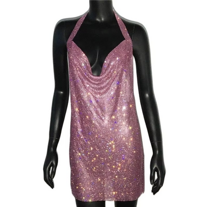 Glittering Sequin Backless Mini Party Dress for Women