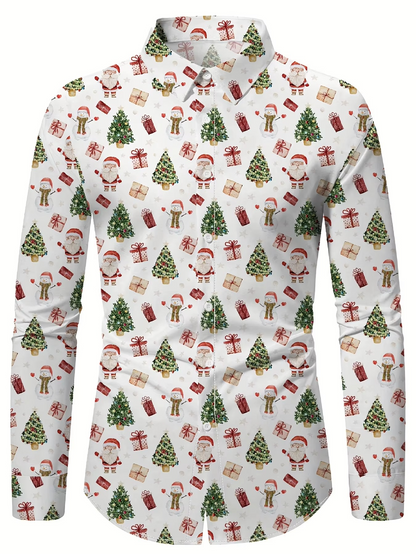 Mens Festive Santa Reindeer Dress Shirt