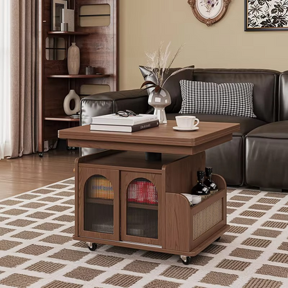 Rustic Wooden Coffee Table with Storage and Lift Top