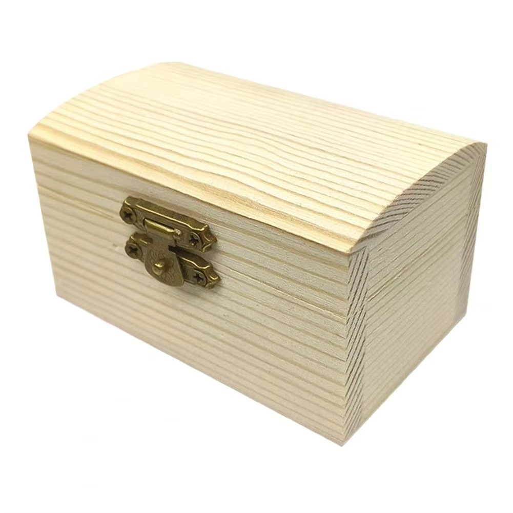 Rustic Wooden Storage Trunk with Lock and Hinged Top