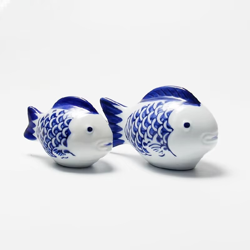 Colorful Ceramic Swimming Fish Figurine Decoration