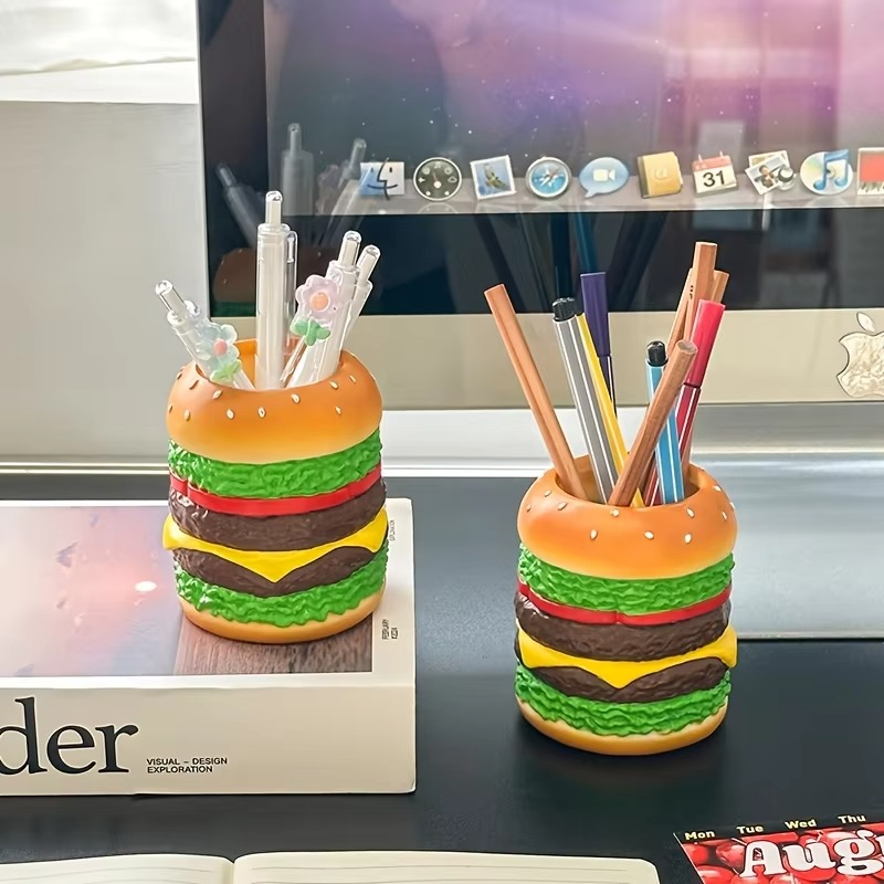 Large Burger Desk Pen Holder and Office Organizer