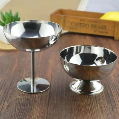 Silver Metal Dessert Bowl 7oz for Ice Cream and Snacks
