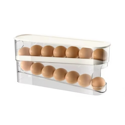 Easy Roll Egg Holder for Fridge, Double Layer Storage