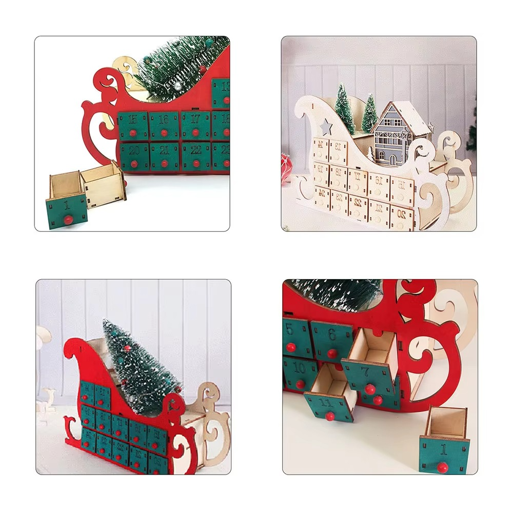 Durable Wooden Holiday Countdown Calendar Tree