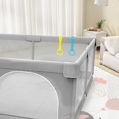 Large Baby Play Yard, Safe Grey Play Area for Kids