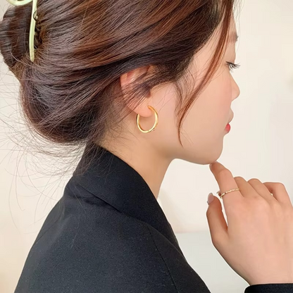 Simple Silver Large Circle Earrings for Women