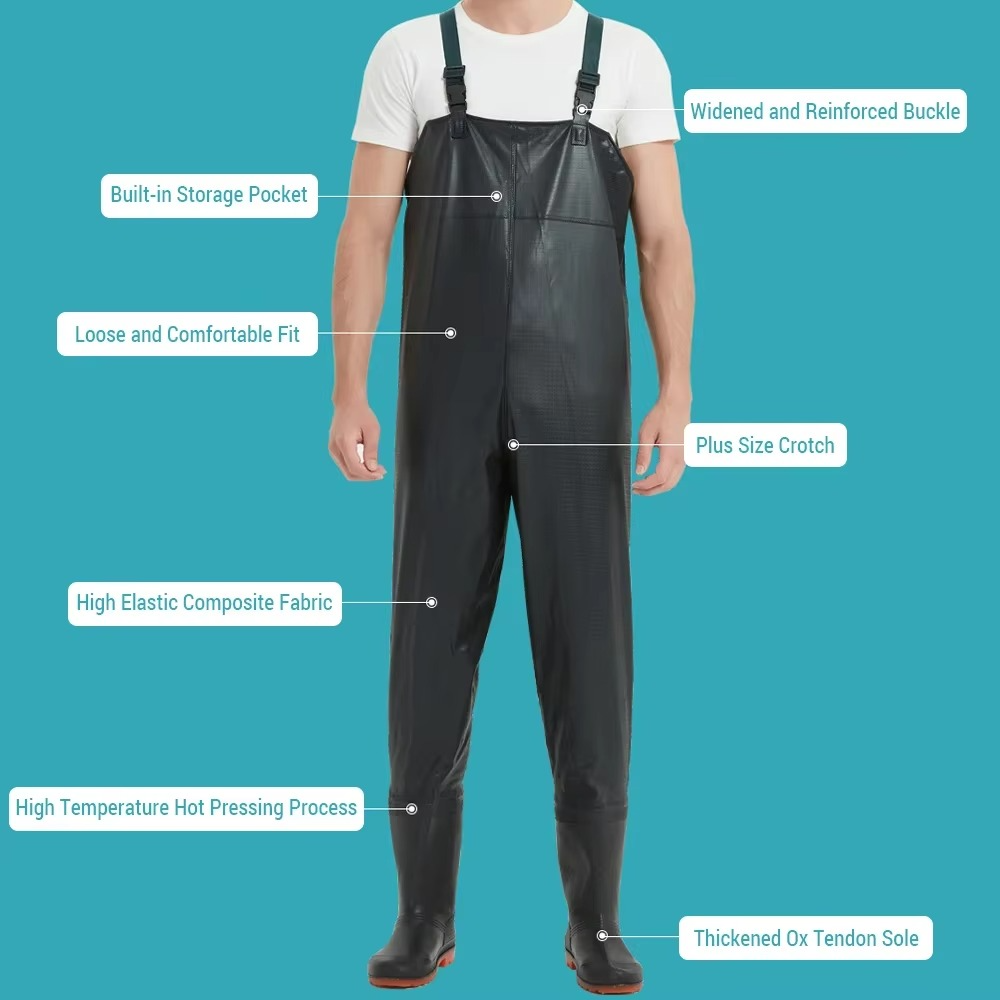 Insulated Rubber Fishing Waders with Boots for Men and Women