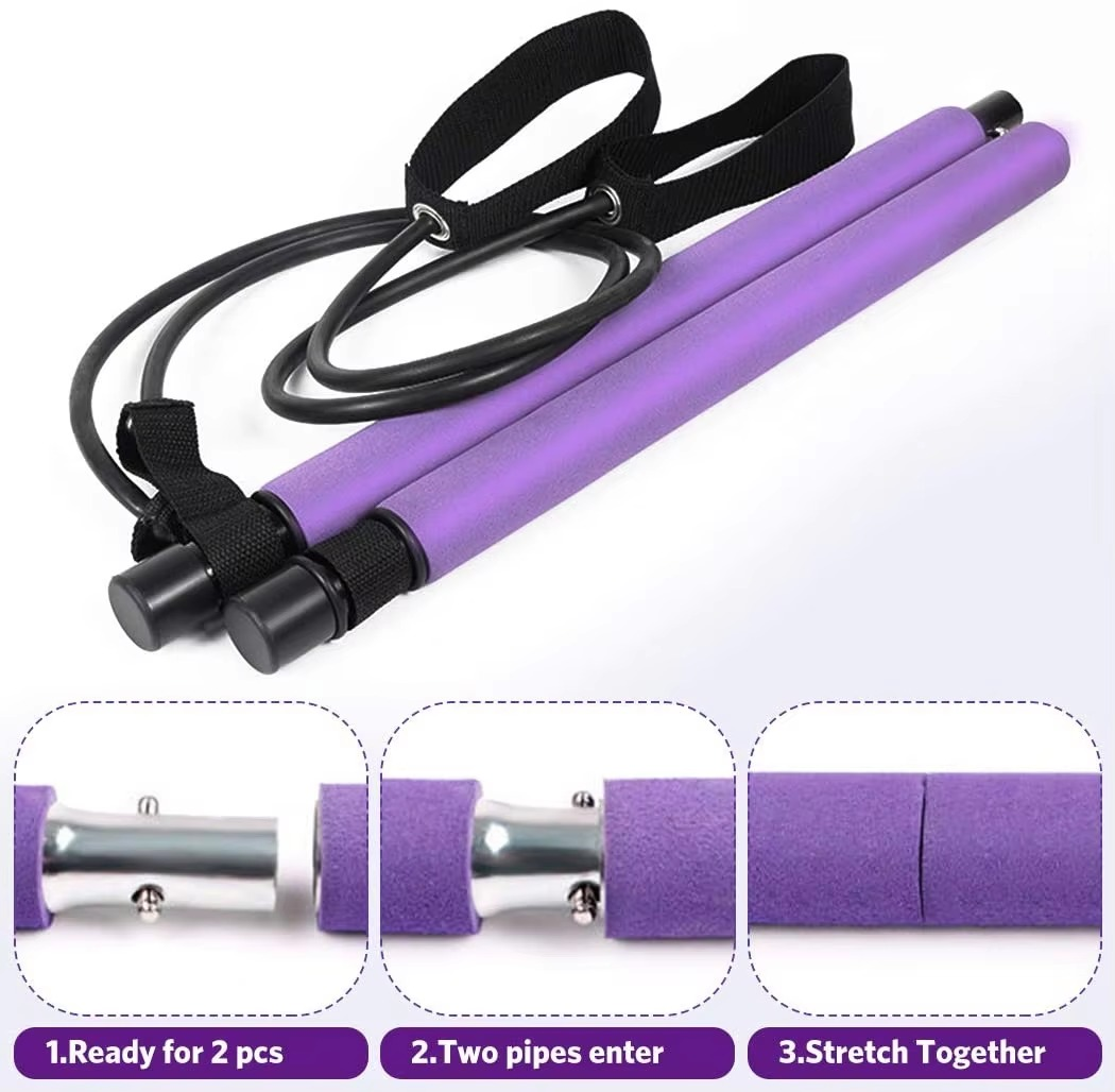 Compact Home Gym Exercise Bar with Resistance Bands