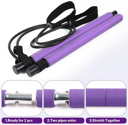 Compact Home Gym Exercise Bar with Resistance Bands