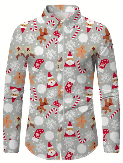 Mens Festive Santa Reindeer Dress Shirt