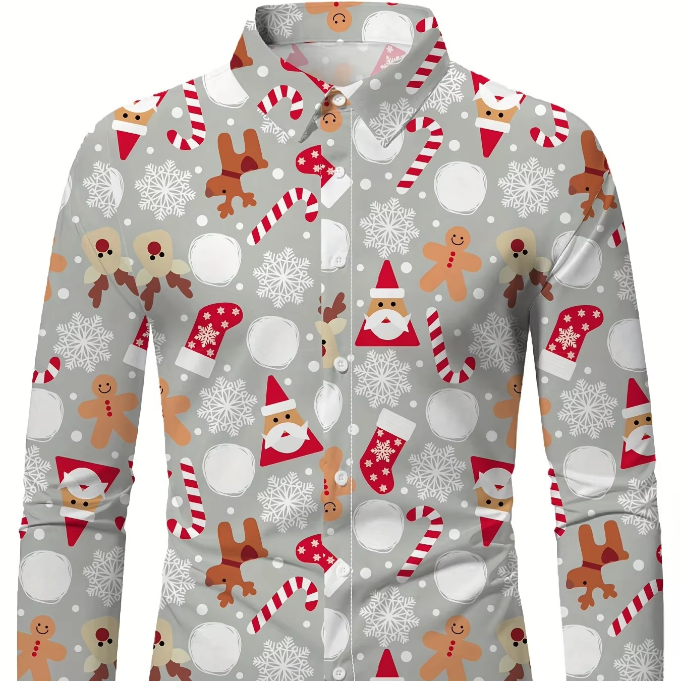 Mens Fun Holiday Dress Shirt with Santa Print