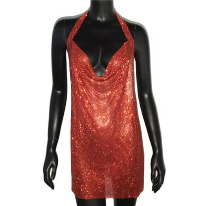 Glittering Sequin Backless Mini Party Dress for Women