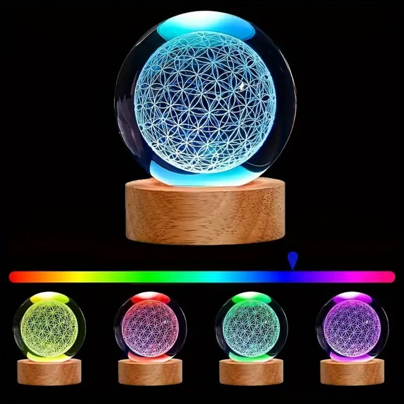 Colorful Crystal Globe with LED Night Light Base