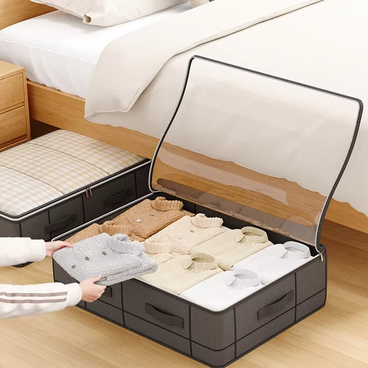 Sturdy Collapsible Underbed Storage Container with See Through Window