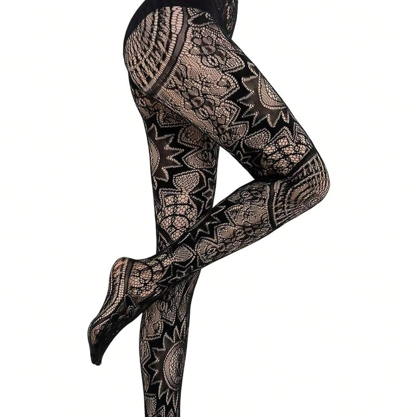Dark Fishnet Tights - Punk Style Stretch Stockings - Hehif