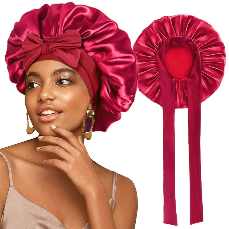 Soft Sleep Cap for Curly Hair Silky Night Bonnet