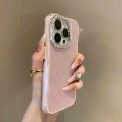 Sparkly Glitter Phone Case with Diamond Camera Cover
