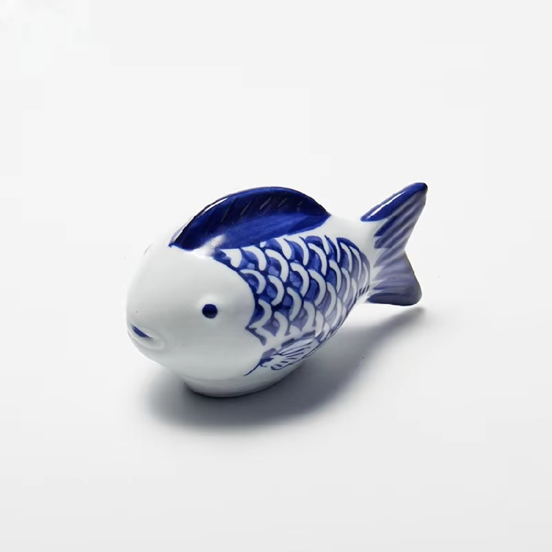 Colorful Ceramic Swimming Fish Figurine Decoration