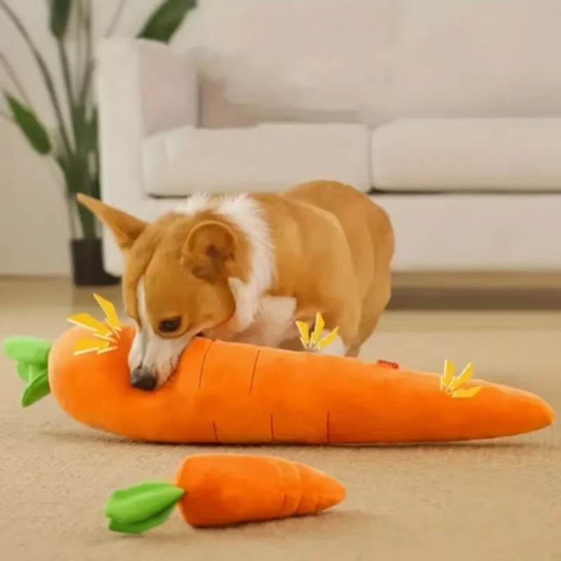 Jumbo 29.5 Soft Squeaky Dog Carrot Toy - Hehif
