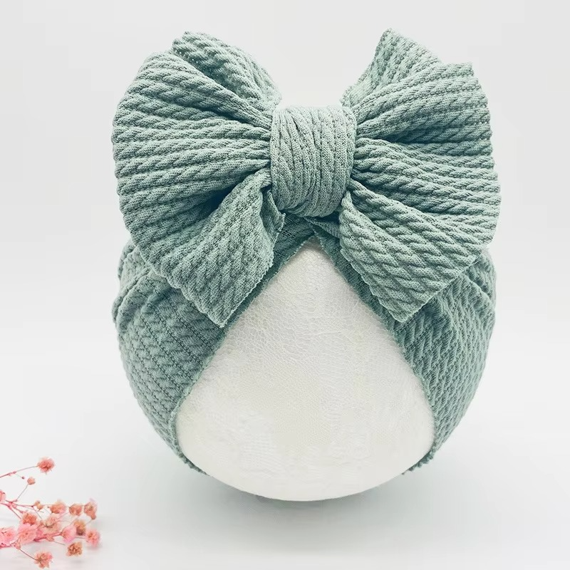 Soft Cable Baby Hat with Floral Headband