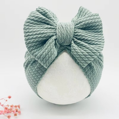 Soft Cable Baby Hat with Floral Headband