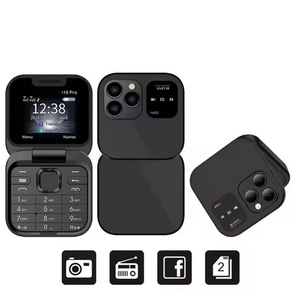 Big Display Loud Dual SIM Flip Phone with Long Battery - Hehif