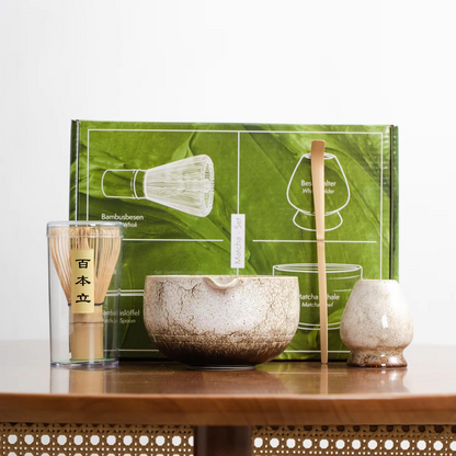 Natural Bamboo Matcha Mixer with Small Ceramic Cup