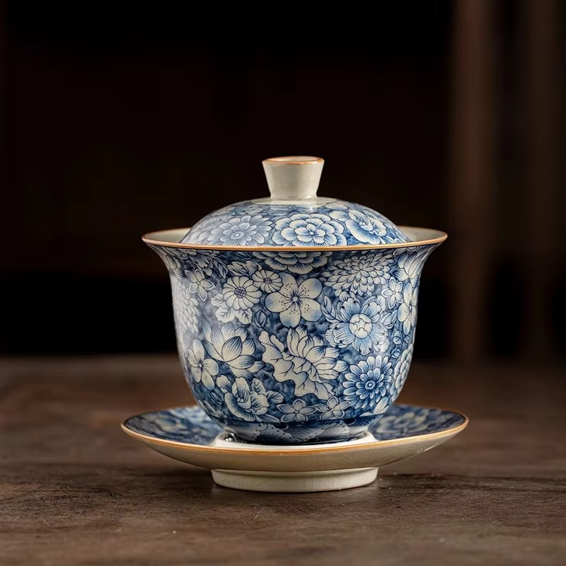 Vintage Chinese Ceramic Tea Infuser Set