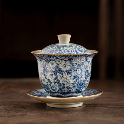 Vintage Chinese Ceramic Tea Infuser Set