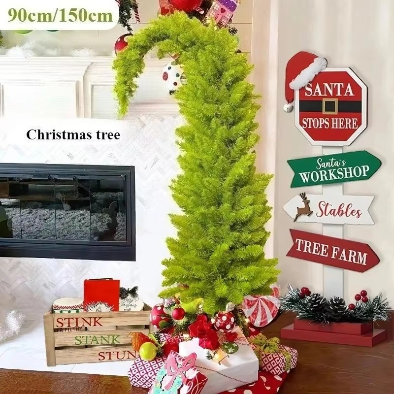 Fun Bent Santa Hat Christmas Tree for Holiday Decor