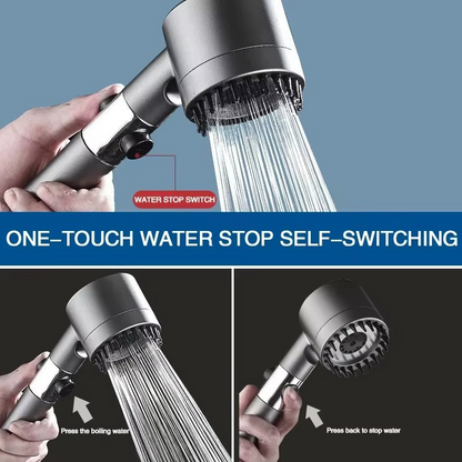 Powerful 3-Setting Shower Head with Filter and Massager