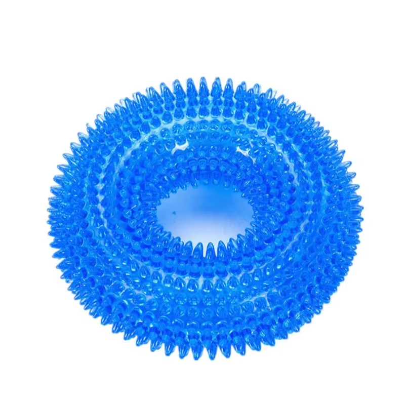 Tough Squeaky Dog Chew Ring - Rubber Dental Toy